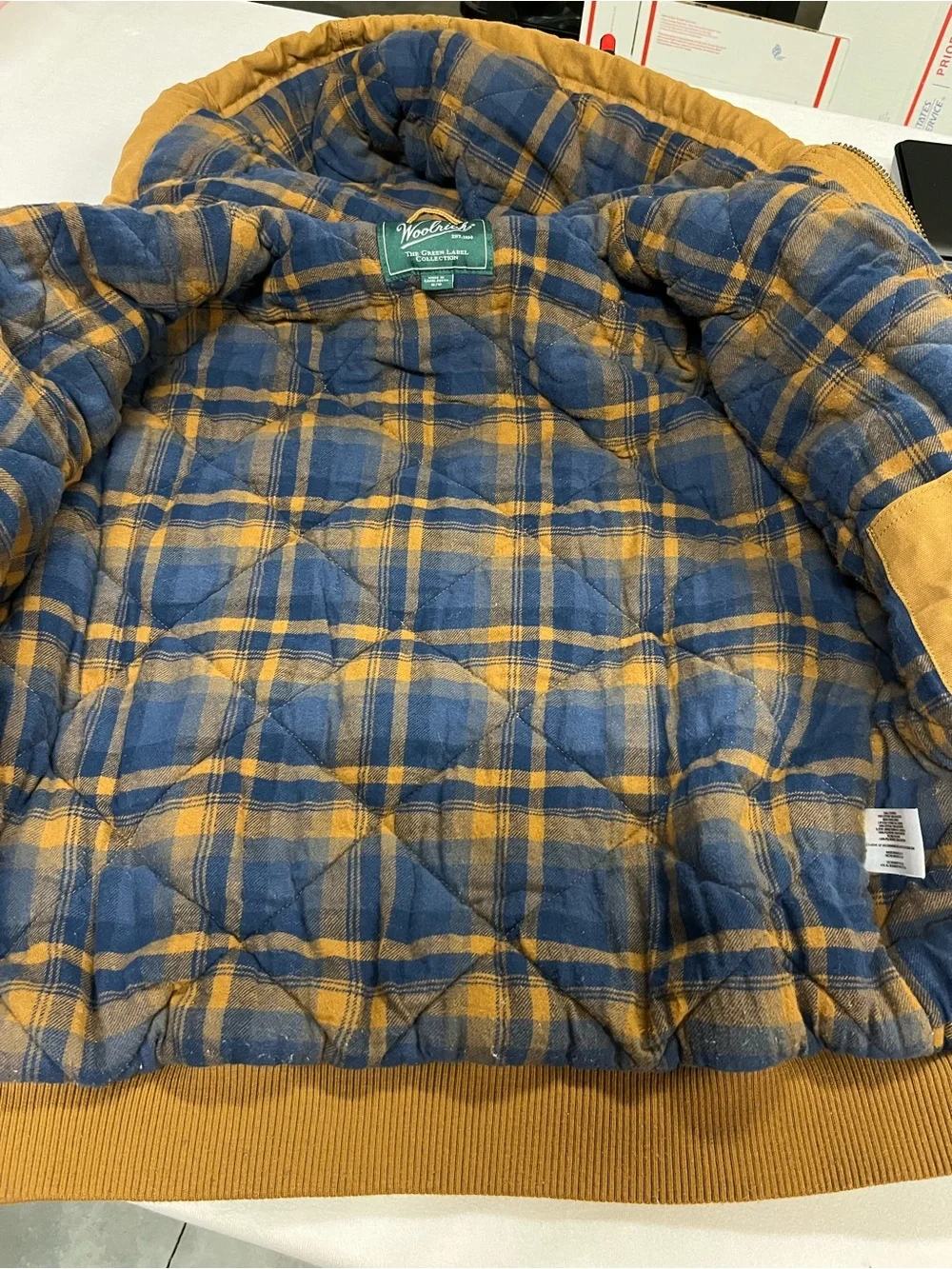 Woolrich Hooded Canvas Work Jacket Men’s M Brown Plaid Lined Quilted Coat
